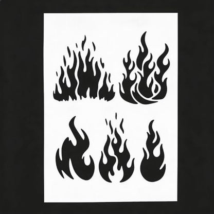 TIAMECH A4 Reusable Multiple Flame Fire Stencil for Painting - color: Multiple Flame Fire