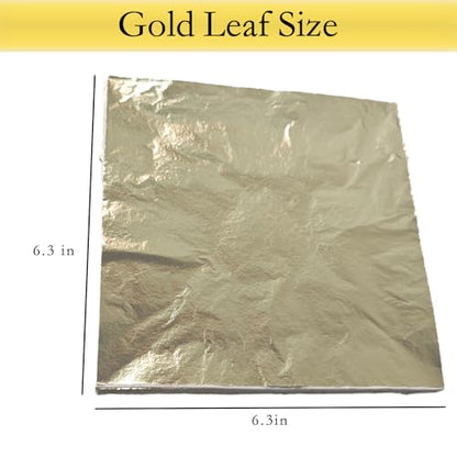 BLWAFY Imitation Gold Leaf Sheets, 6.3 x 6.3 inches, 100 Pieces, Metallic Gold, for DIY Art Projects and Crafts (100)