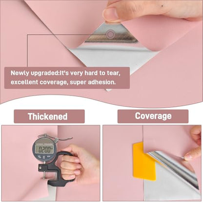 Rugreat Matte Pink Peel and Stick Wallpaper Solid Modern 118inL 15.7inW - color: Pink, size: 15.7" x 118"