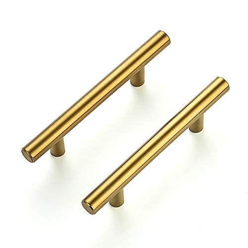 Ravinte Cabinet Handles,5" Length,3" Hole Center,Brushed Brass,3 Pack - color: Brushed Brass