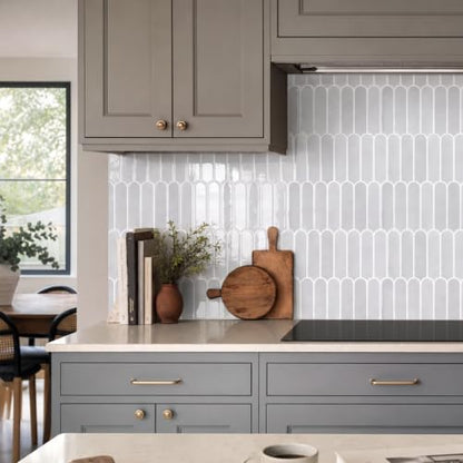 Commomy Thicker White Peel and Stick Tiles Backsplash 10 pcs of 12" x 12" - color: Glossy Gray & Thicker Design