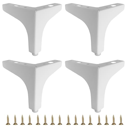 4 inch White Metal Furniture Legs,Set of 4,1.4mm Thick - color: White, size: 4 inch (1.4 thick)