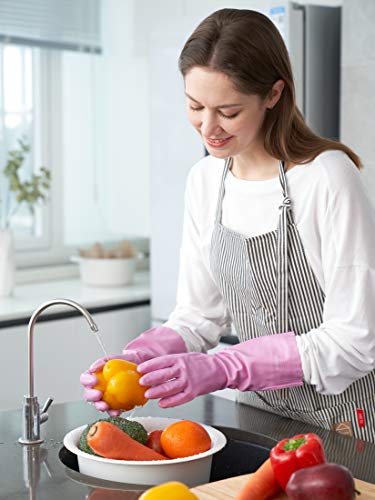 LANON wahoo Cleaning Gloves with Cotton Flocked Liner, Mauve Mist, Small - color: Mauve Mist, size: Small (Pack of 1)