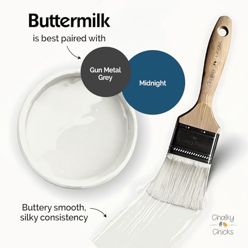 Chalky Chicks Buttermilk 16 Fl Oz Chalk Paint for Furniture All in One - color: Buttermilk (White), size: 16 Fl Oz (Pack of 1)