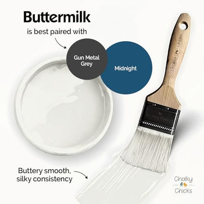 Chalky Chicks Buttermilk 8 Fl Oz Chalk Paint for Furniture All in One - color: Buttermilk (White), size: 8 Fl Oz (Pack of 1)
