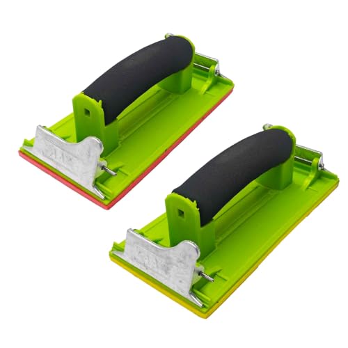 2Pcs Hand Sander with Comfortable Sponge Handle, Manual Sandpaper Holder Block for Drywall, Wood, Metal, Furniture Polishing, Heavy-Duty Sanding Tool with Secure Sandpaper Clamp Green - color: Green