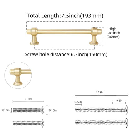 10 Pack Brushed Gold Cabinet Pulls 6-1/4 Inch(160mm) Hole Center Drawer Pulls Cabinet Hardware Kitchen Cabinet Handles for Bathroom Dresser Pulls - color: Brushed Gold, size: 6-1/4" Hole Center（160mm）