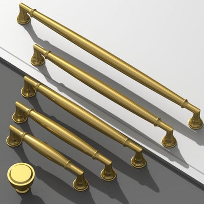 10 Pack Vibrant Brushed Moderne Brass Cabinet Pulls 5 Inch(128mm) Kitchen Cabinet Handles Solid Heavy Duty Drawer Pulls - color: Vibrant Brushed Moderne Brass, size: 5" Hole Center