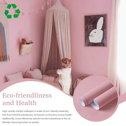 Dimoon 17.7''x236'' Peel and Stick Wallpaper Pink Contact Paper for New Environmentally Friendly Materials Thickening Upgrade Embossed Renter Friendly Wall Paper Modern Vinyl Wrap Countertop Bedroom - color: Pink, size: 17.7" x 236"