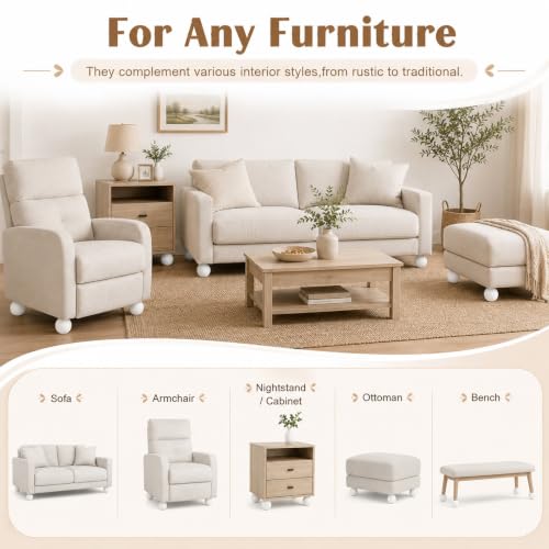4 Inch Wooden Sofa Legs Set of 4 White Wood Round Sofa Legs with Mounting Plate Screws Solid Wood Furniture Feet for Couch Bed Cabinet Bookcase Ottoman - color: White