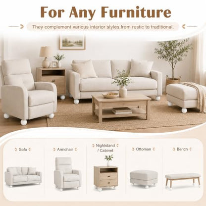 4 Inch Wooden Sofa Legs Set of 4 White Wood Round Sofa Legs with Mounting Plate Screws Solid Wood Furniture Feet for Couch Bed Cabinet Bookcase Ottoman - color: White