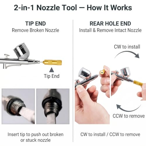 HUBEST 20Pc Airbrush Cleaning Kit, Nozzle Needle Brush Set 0.2/0.3/0.5mm - size: KIT 3