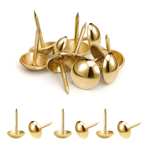 7/16 inch Diameter Upholstery Tacks, Nailhead Decorative Trim for Furniture, Gold, 100 PCS - color: Gold