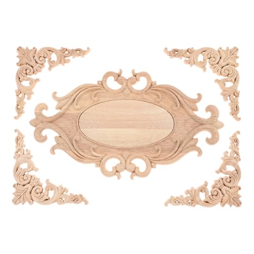 5Pcs Wood Appliques Onlays Classic Decorative Furniture Appliques Set F - color: Set F