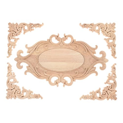 5Pcs Wood Appliques Onlays Classic Decorative Furniture Appliques Set F - color: Set F