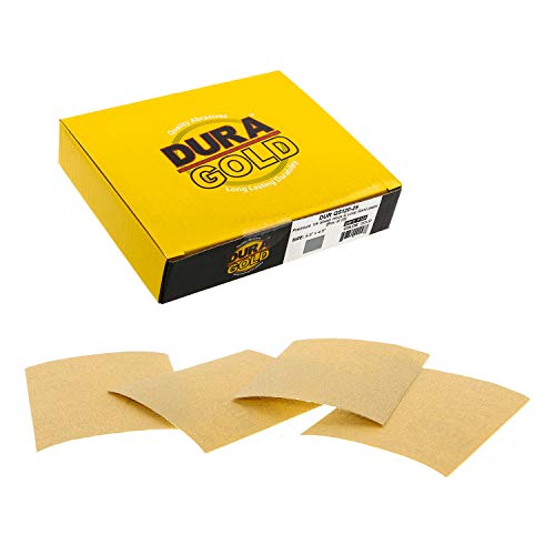 Dura-Gold Premium 1/4 Sheet Gold Sandpaper Sheets, 120 Grit (Box of 25) - size: 120-Grit