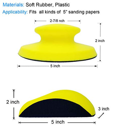 2 Pack 5 Inch Hand Sanding Blocks Round and Mouse-Shaped for 5 Inch Hook and Loop Discs Ideal For Wood Furniture Restoration Home Arts and Crafts