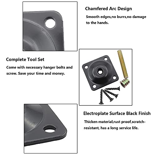 4PCS Leg Mounting Plate,TTZEZE Heavy Duty Top Plate for Leg,Leg Attachment Plate,Industrial Strength T-Plate Leg with Hanger Bolts & Screws for Strengthen Weak Furniture Repair Damaged Sofa Couch Seat - size: Flat
