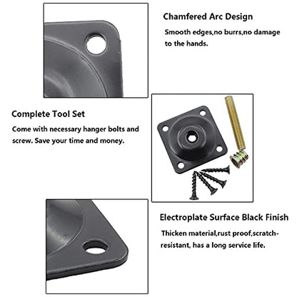 4PCS Leg Mounting Plate,TTZEZE Heavy Duty Top Plate for Leg,Leg Attachment Plate,Industrial Strength T-Plate Leg with Hanger Bolts & Screws for Strengthen Weak Furniture Repair Damaged Sofa Couch Seat - size: 9 Degree