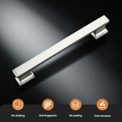 Probrico 10 Pack Brushed Nickel Cabinet Pulls 3 Inch(76mm) Hole Center, Satin Nickel Kitchen Cabinet Hardware, Dresser Drawer Pulls for Cabinet Kitchen Cupboard - color: Brushed Nickel, size: 3 inch hole center