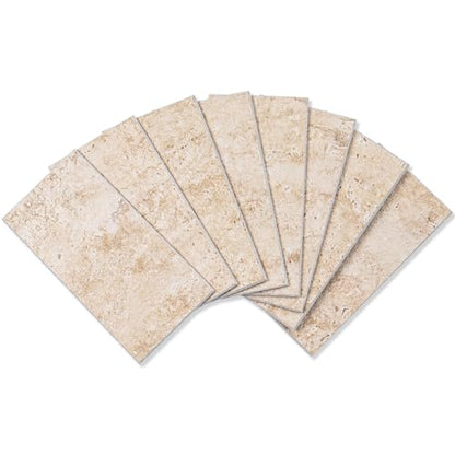 StyloVue 100 Pieces Peel and Stick Backsplash for Kitchen, 3" x 6" PVC Subway Tile, 2026 Upgraded Classic Travertine Beige, Stick on Tile for Kitchen, Fireplace, RV - color: Beige Travertine