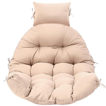 Tudomro Waterproof Egg Chair Cushion with Pillow Filling 2.58 kg Replacement Rocking Wicker Chair Cushion 48" x 32" High Back Hanging Swing Hammock Pad Thicken for Outdoor Patio Garden(Beige) - color: Beige