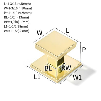 khtumeware 10-Pack 1-1/2 Square Heavy Duty Solid Polished Brass zinc backplates for Cabinet knobs Suitable for Dressers,Drawers and Kitchen Hardware - color: Polished Brass