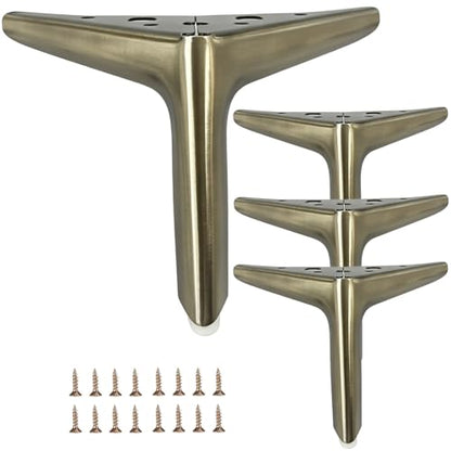 4.7 inch/12cm Brushed Bronze Color Metal Furniture Legs Set of 4 - color: Brushed Bronze, size: 4.7 inch
