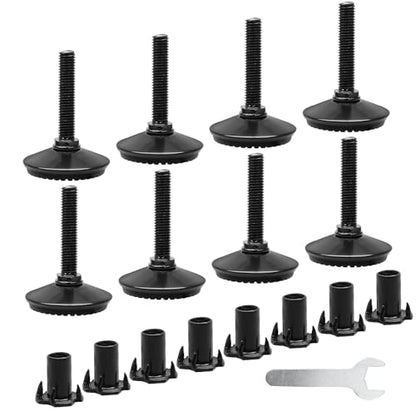 Black M10 Fixed Leveling Feet 8 Pack T-Nuts Wrench Incl - size: M10*50mm, 8Pcs