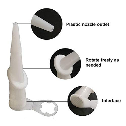 10-Pack Caulk Nozzles - Brostown Universal 360 Degree Rotating Bent Cartridge Sealant Nozzle Plastic Caulking Glue Head