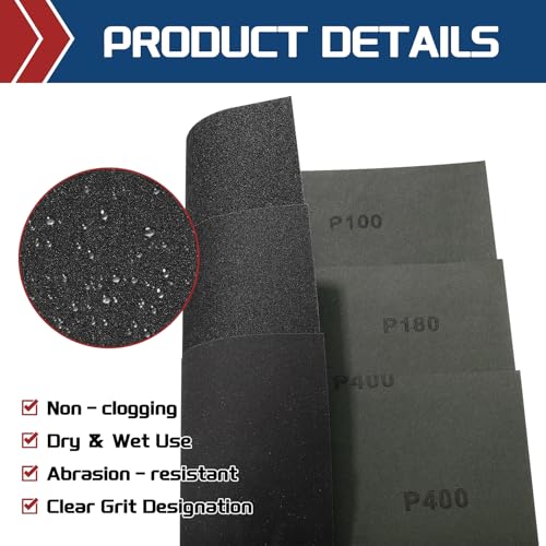 45Pcs Sand Paper 3.6x9 120Grit Silicon Carbide Sandpaper Sheets - size: 3.6 x 9 Inch (120 Grits)