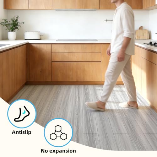 Art3d 10-Pack Peel and Stick Vinyl Floor Tiles (15 Sq.Ft), White/Grey - color: White/Grey