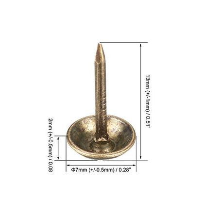 uxcell Upholstery Nails Tacks 7mm Dia 13mm Height Retro Round Thumb Push Pins Bronze Tone for Furniture Sofa Headboards, 100 Pcs - size: 7mmx13mm