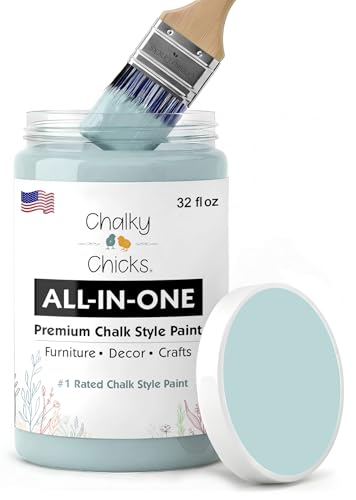 Chalky Chicks Cancun Blue 32 Fl Oz Chalk Paint for Furniture All in One - color: Cancun Blue (Light Blue), size: 32 Fl Oz (Pack of 1)
