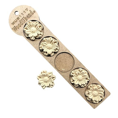 WoodUbend WUB1117 Medium Petalled Flowers - Appliques - Heat Bendable & Flexible Wood Onlays 4x4cm - DIY Craft, Furniture & Home Decor - Easy to Apply & Paint - Versatile & Reusable Decals (5 Pack) - size: WUB1117