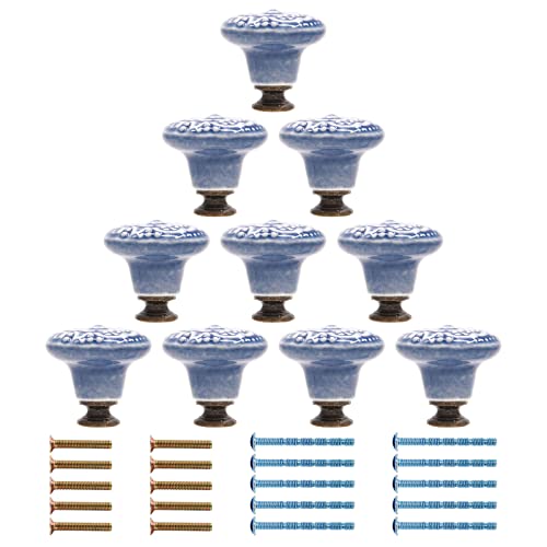 Piutouyar Light Blue Ceramic Knobs, 34mm / 1.3 Inch, 10Pcs - color: Light Blue, size: 10 Pieces