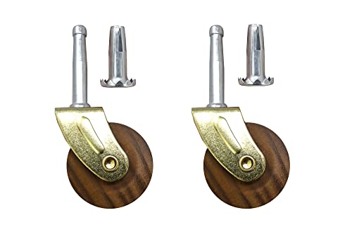 Shepherd Hardware 9051 1-5/8-Inch Designer Stem Casters, Wood Wheel, 5/16-Inch Stem Diameter, Brown, 2-Pack