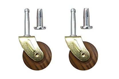 Shepherd Hardware 9051 1-5/8-Inch Designer Stem Casters, Wood Wheel, 5/16-Inch Stem Diameter, Brown, 2-Pack
