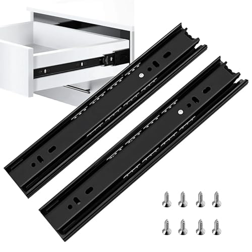 10 Inch Drawer Slide, YAOBVIS 1 Pair Heavy Duty Full Extension Ball Bearing Drawer Runners, Smooth Side Mount Cabinet Rails for Kitchen, Bathroom, Garage and Tool Cabinets - size: 10 Inch