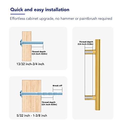 Ravinte Hardware Gold Cabinet Handles Drawer Pulls 3.75 Inch CC 25 Pack - color: Gold T-Shaped, size: 3-3/4" Hole Center