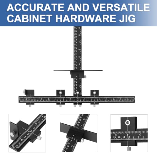 14-Piece Cabinet Hardware Jig Tool Set, Black Aluminum Alloy Cabinet Handle Jig & Drill Guide Template for Drawer Knobs, Door Pulls, Cabinet Handle Template & Hinge Adjustment Tool - color: Black
