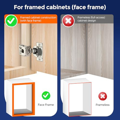 Satin Nickel Soft Close Cabinet Hinges,1-1/4 Inch Overlay,60 Pack (30 Pair) - size: 1-1/4 inch Overlay