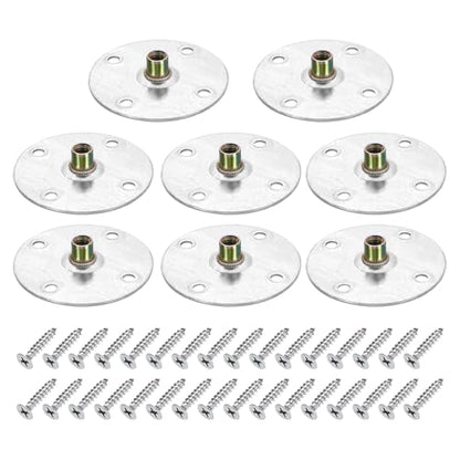 uxcell 8Pcs M8 Brad Hole t Nut, 70mm/2.8inch Round Base Weld Nuts Flange Insert Female Thread with Mounting Screws for Wood Furniture - size: M8, 70mm