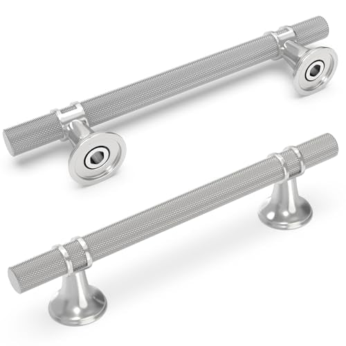 10 Pack 5 Inch Cabinet Pulls knurled Brushed Satin Nickel Kitchen Cabinet Handles Aluminum and Zinc Alloy Drawer Pulls Solid Cabinet Hardware - color: Brushed Satin Nickel Knurled, size: 5'' Hole Center(128mm)