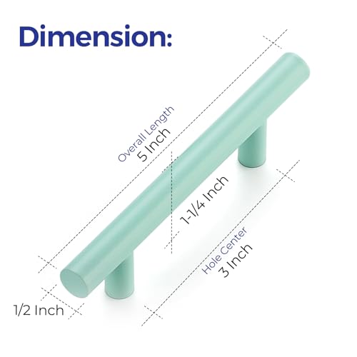 Ravinte Cabinet Handles,5" Length,3" Hole Center,Green,3 Pack - color: Green