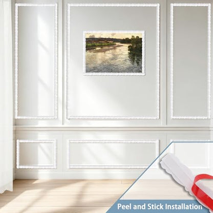 118" x 0.39" Peel & Stick Ball and Spindle Decorative Molding Trim, Flexible 3D Wall Moulding Strip for Home Decoration, Bathroom Mirror Frame, Cabinet, Backsplash Tile (Unfinished White) - size: 118" x 0.39"