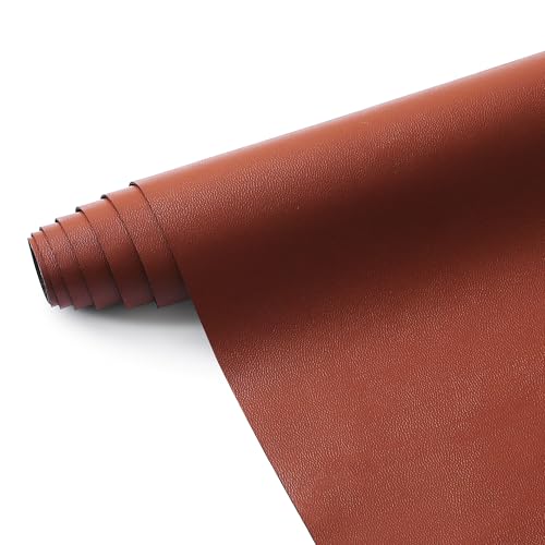 KUUP Smooth PU Faux Leather Fabric Sheets, 54" x 12", 0.8mm Thick - color: Brown, size: 12 IN