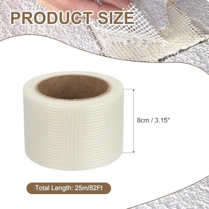 PATIKIL Drywall Repair Mesh Tape, 3 inch x 82 ft Fiberglass Repair Patch Self-Adhesive Dry Wall Joint Tape 8 Mesh Wall Hole Crack and Seam Patch, White - size: 3 inch x 82 Feet