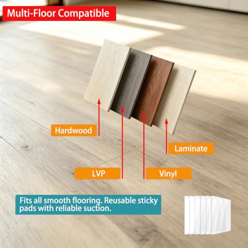 Floor Gap Fixer Tool Kit, 6-Piece All-in-One Flooring Repair Kit with Suction Cup, Mallet, 6 Reusable Adhesive Pads, Scraper, Towel, Gloves for Vinyl, Laminate, Wood, Tile, LVT, LVP Dual Head