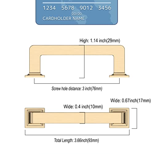 Brushed Brass Cabinet Handles Kitchen Pulls 3 Inch 10 Pack - color: Brushed Brass, size: 3" Hole Center